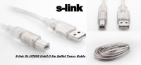 S-link SL-U2005 Usb2.0 5m Şeffaf Yazıcı Kablo  5MT